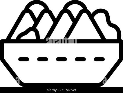 Simple black line icon of a basket full of eggs suitable for web and app use Stock Vector