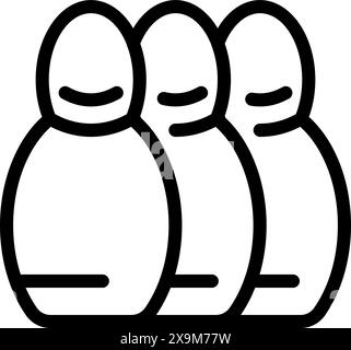 Simplified outline illustration of russian nesting dolls, isolated on white Stock Vector
