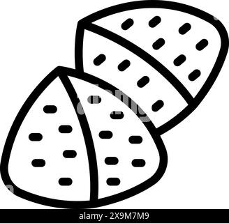 Vector illustration of sliced dragon fruit in a simple black and white line art style Stock Vector