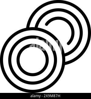 Graphic image of two overlapping circles in a bold black and white line art style Stock Vector