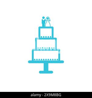 Wedding cake icon. Isolated on white background. From blue icon set. Stock Vector