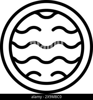 Vector illustration of a minimalist water waves emblem in a circular frame, black on white background Stock Vector