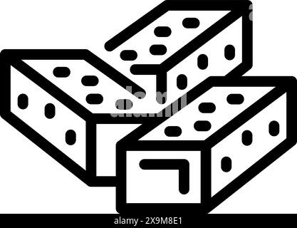 Simplistic line art icon of three dice, perfect for games or probability concepts Stock Vector