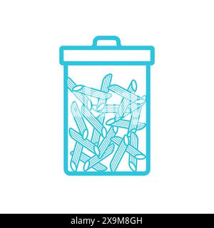 Glass Pantry Pasta Penne rigate Storage Container glass jar icon. Isolated on white background. From blue icon set. Stock Vector