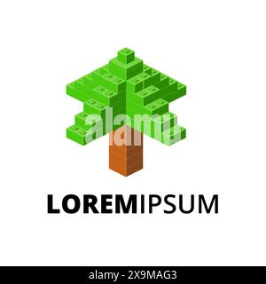 Logo with tree for print and design. Vector clipart. Stock Vector