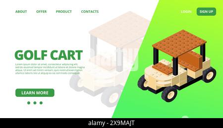 Web template with a golf cart. Vector Stock Vector
