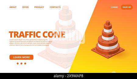 Web template with a traffic cone. Vector Stock Vector