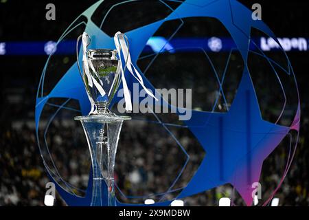 London, UK. 01st June, 2024. LONDON, UNITED KINGDOM - JUNE 1: UEFA Champions League trophy after the UEFA Champions League Final 2023/24 match between Borussia Dortmund and Real Madrid CF at Wembley Stadium on June 1, 2024 in London, United Kingdom. (Photo by Pablo Morano/BSR Agency) Credit: BSR Agency/Alamy Live News Stock Photo