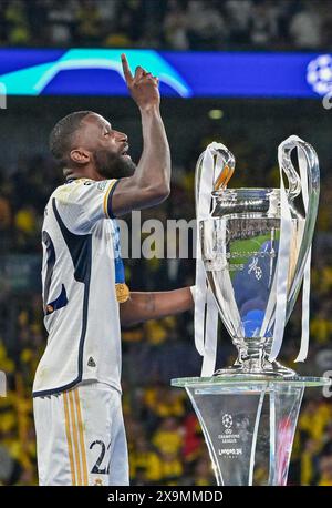 London, UK. 01st June, 2024. Antonio Rüdiger (22) of Real Madrid seen during the 2024 UEFA Champions League final between Borussia Dortmund and Real Madrid at Wembley in London. (Photo Credit: Gonzales Photo/Alamy Live News Stock Photo