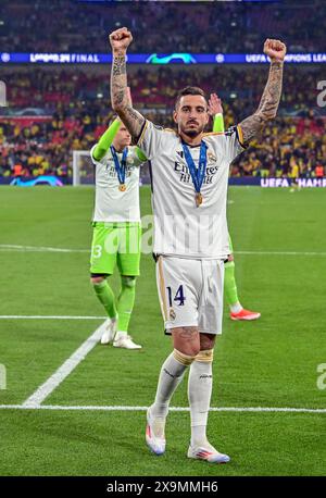 London, UK. 01st June, 2024. Joselu (14) of Real Madrid seen in celebration after winning the 2024 UEFA Champions League final between Borussia Dortmund and Real Madrid at Wembley in London. (Photo Credit: Gonzales Photo/Alamy Live News Stock Photo