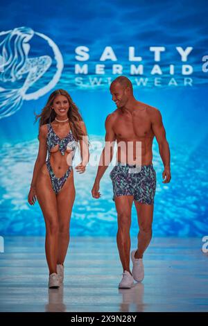 Miami Beach, Florida, USA. 1st June 2024. Miami Swim Week - The Shows, Saturday night. Miami and International Model walks down the runway at the Miami Swim Show at SLS Miami Beach Hotel. Credit: Yaroslav Sabitov/YES Market Media/Alamy Live News. Stock Photo