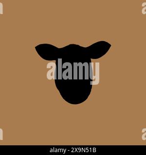 Sheep Head From Front. Silhouette Style. Vector Stock Vector