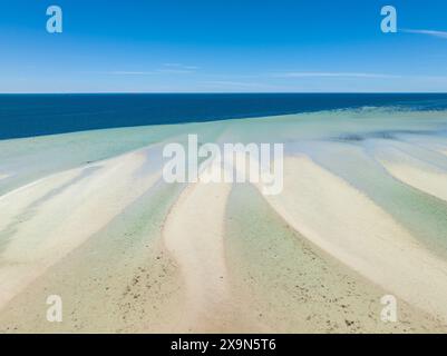 Aerial view of ripples and pools of water along a white sandy beach at Whyalla in the spencer Gulf of South Australia Stock Photo