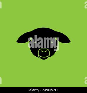Sheep Head From Front. Iconic Style. Vector Stock Vector