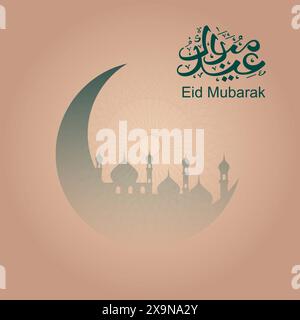 Eid mubarak greeting card design in pink color for social media and corporate companies Stock Vector