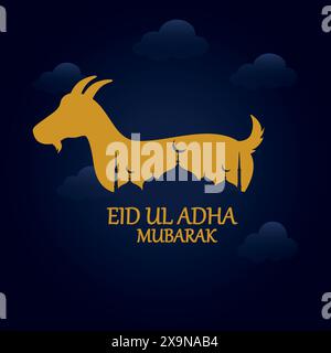 Eid Al Adha Mubarak . vector illustration , greeting card design. Stock Vector