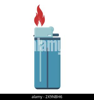 Simple Gas Lighter Vector. Blue Gas Lighter. Hot, Fire. Stock Vector