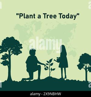 World Environment Day. Green Eco Earth. World Environment Day concept. kids planting tree. Vector illustration Stock Vector
