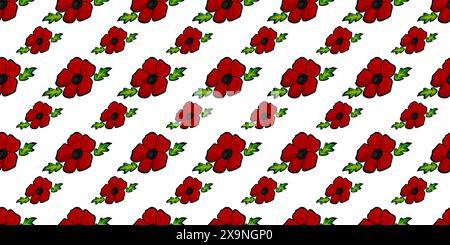Expandable Pattern of Flowers and Leaves Decoration Stock Vector