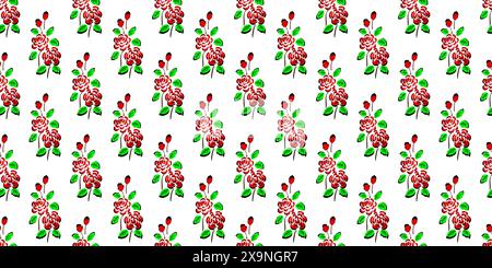 Expandable Pattern of Flowers and Leaves Decoration Stock Vector