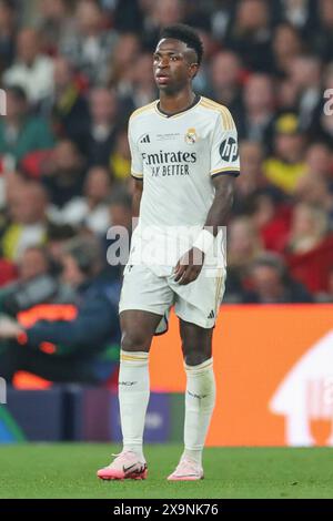 London, UK. 01st June, 2024. Real Madrid forward Vinicius Junior (7) during the Borussia Dortmund v Real Madrid UEFA Champions League Final at Wembley Stadium, London, England, United Kingdom on 1 June 2024 Credit: Every Second Media/Alamy Live News Stock Photo