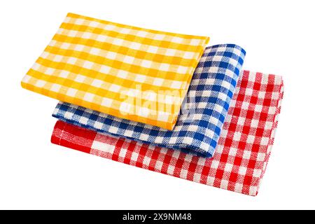 3 Kitchen dish towels isolated on white background Stock Photo