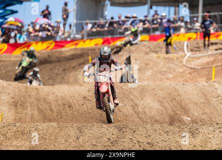 Sacramento, California, USA. June 01 2024 Sacramento, CA USA Jo Shimoda.Team Honda HRC(30) coming down into jump 20 during the Pro Motocross Championship 250 heat # 1 at Hangtown Classic Sacramento, CA Thurman James/CSM Credit: Cal Sport Media/Alamy Live News Stock Photo