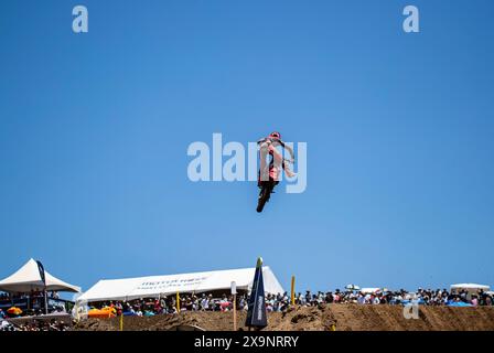 Sacramento, California, USA. June 01 2024 Sacramento, CA USA Jo Shimoda Team Honda HRC(30) gets big air off jump 17 during the Pro Motocross Championship 250 heat # 1 at Hangtown Classic Sacramento, CA Thurman James/CSM Credit: Cal Sport Media/Alamy Live News Stock Photo