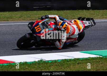 Scarperia, Italy. 31st May, 2024. Luca Marini of Italy and Repsol Honda Team in action during the MotoGP GP7 Gran Premio d'Italia Brembo - Free Practice at Mugello Circuit. (Photo by Fabrizio Carabelli/SOPA Images/Sipa USA) Credit: Sipa USA/Alamy Live News Stock Photo