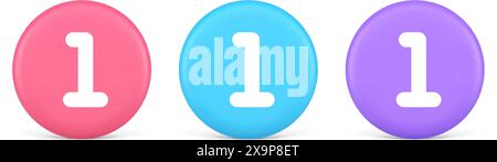 Number One Round Icon. Numeral 1 Circle Button Digit Count Counter ...