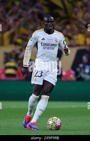 Ferland Mendy of Real Madrid CF during the 2023/2024 Champions League Final football match between Borussia Dortmund and Real Madri CF at Wembley stadium in London (England), June 1st, 2024. Stock Photo