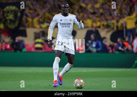 Ferland Mendy of Real Madrid CF during the 2023/2024 Champions League Final football match between Borussia Dortmund and Real Madri CF at Wembley stadium in London (England), June 1st, 2024. Stock Photo