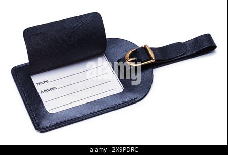 Black Laugage Tag Cut Out on White. Stock Photo