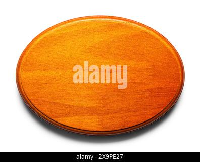 Wood Oval Trophy Award Plaque Cut Out on White. Stock Photo
