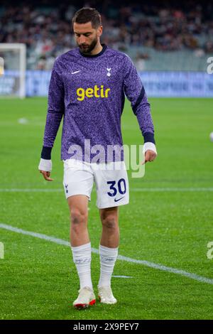 Rodrigo Bentancur of Tottenham warms up before the Exhibition match between Tottenham and Newcastle at the MCG on May 22, 2024 in Melbourne, Australia Stock Photo