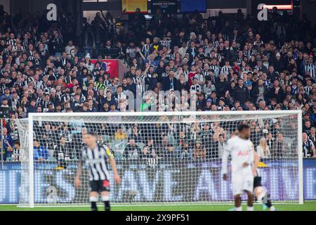 Newcastle United fans showing their support during the Exhibition match between Tottenham and Newcastle at the MCG on May 22, 2024 in Melbourne, Austr Stock Photo