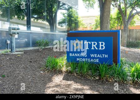 Houston, Texas, USA - April 14, 2024: TRB (Texas Regional Bank)’s sign at its office in Houston, Texas, USA. Stock Photo