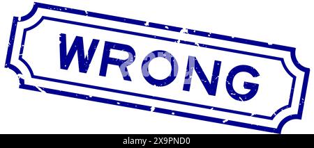 Grunge blue wrong word rubber seal stamp on white background Stock Vector