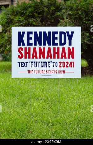 2024 United States presidential election campaign yard sign for Independent candidates Robert F. Kennedy, Jr. and Nicole Shanahan. Stock Photo