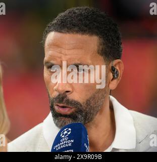 London, UK. 01 Jun 2024 - Borussia Dortmund v Real Madrid - UEFA Champions League Final - Wembley TNT Sports football pundit Rio Ferdinand during the Champions League Final at Wembley. Picture : Mark Pain / Alamy Live News Stock Photo