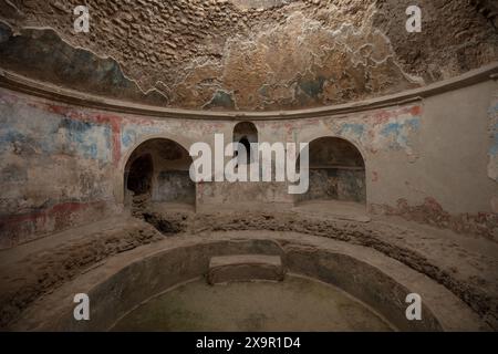 Bath house at Archeological park at Pompeii near the Vesuvius Stock