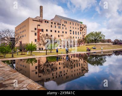 Oklahoma City, Oklahoma USA - March 17, 2017: Landscape view of the Reflecting Pool at the Oklahoma City National Memorial honoring victims of the Okl Stock Photo