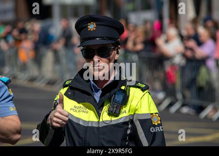 Irish police vehicles described, garda while working, Limerick, Ireland,05,05,2024 Stock Photo