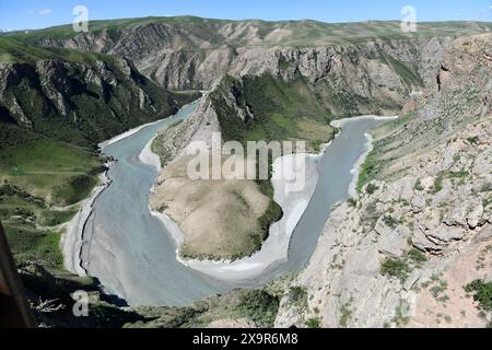 Yili, China. 02nd June, 2024. An aerial photo is showing the Kuokesu Grand Canyon in Yili, China, on June 1, 2024. (Photo by Costfoto/NurPhoto) Credit: NurPhoto SRL/Alamy Live News Stock Photo