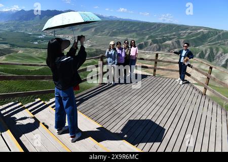 Yili, China. 02nd June, 2024. An aerial photo is showing the Kuokesu Grand Canyon in Yili, China, on June 1, 2024. (Photo by Costfoto/NurPhoto) Credit: NurPhoto SRL/Alamy Live News Stock Photo