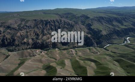 Yili, China. 02nd June, 2024. An aerial photo is showing the Kuokesu Grand Canyon in Yili, China, on June 1, 2024. (Photo by Costfoto/NurPhoto) Credit: NurPhoto SRL/Alamy Live News Stock Photo