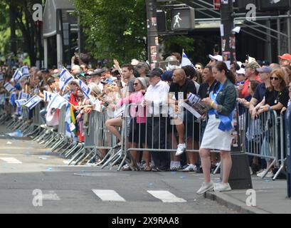 Spectators gathered to celebrate the annual Israel Day Parade along