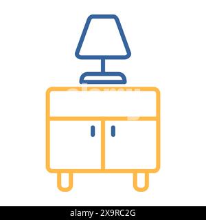 Bedside table with lamp vector icon. Graph symbol for furniture, web site and apps design, logo, app, UI Stock Vector