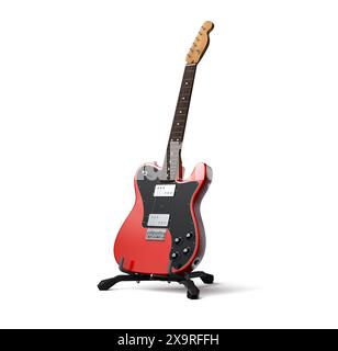 Red electric guitar isolated on white Stock Photo