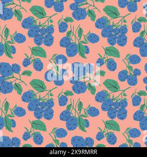 Botanical berries pattern with blackberry branches, seamless background. Vector texture for bedding, fabric, wallpaper, wrapping paper, textile Stock Vector